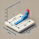DALL·E 2025-03-11 15.06.45 - A minimalistic conceptual graph of Average Cost of Funds (COF) vs. Funds Transfer Pricing (FTP). The graph has two simple lines_ one